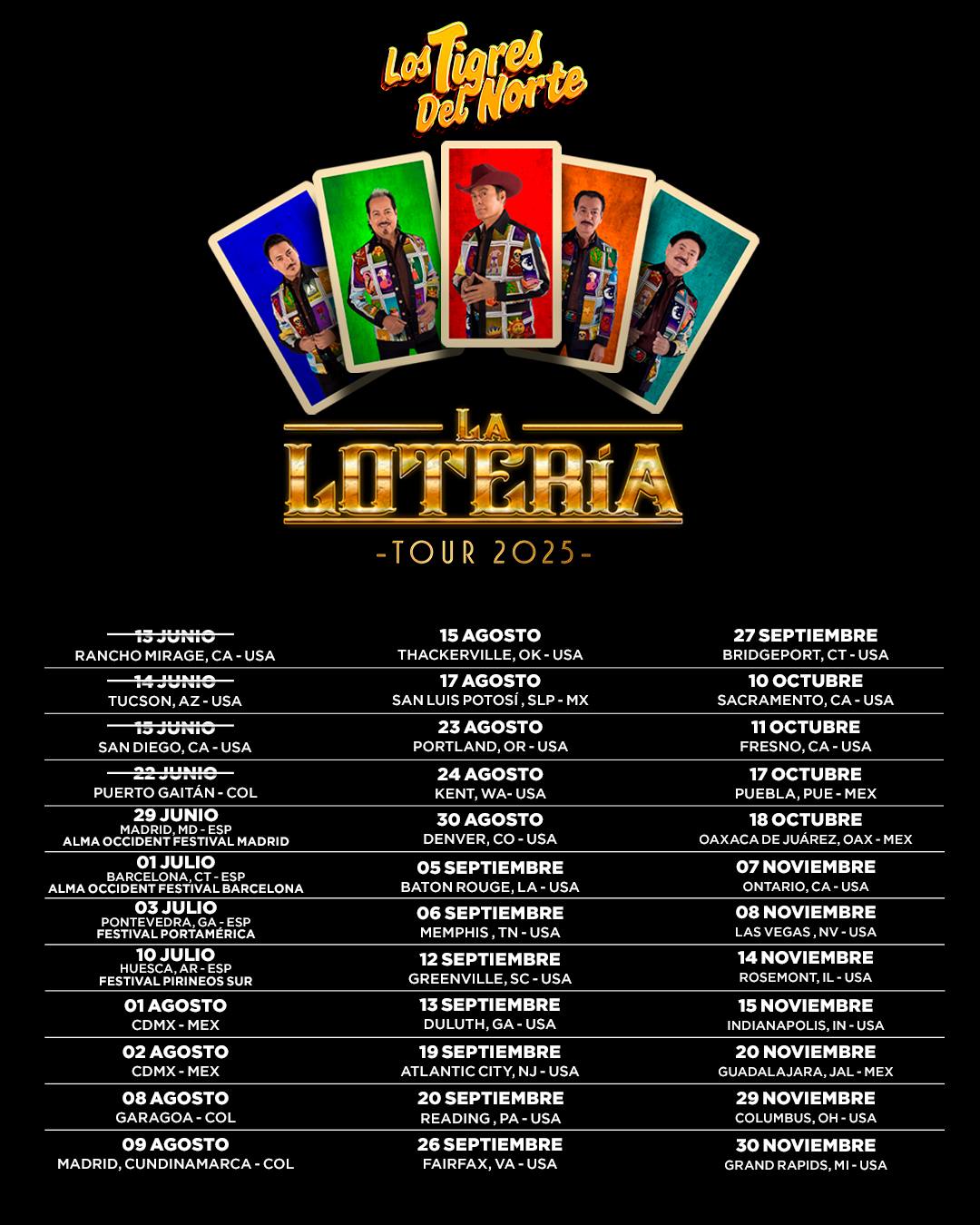 Los Tigres del Norte La Lotería Tour Poster 2025